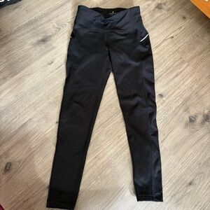 Athleta Womens Black Sly Drifter Workout Yoga Zip Leggings Size Small